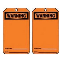Accuform Signs MWGT205PTP Accuform Signs 5 7/8\" X 3 1/8\" RV Plastic Accident Prevention Tag \"Warning\" (25 Per Package)